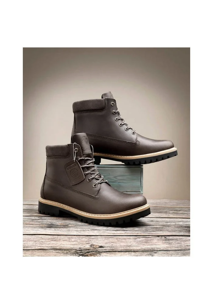 Bacca Bucci Grey Bullet Splash Proof Leather Boots for Biking & Hiking for Men | Best Price UAE